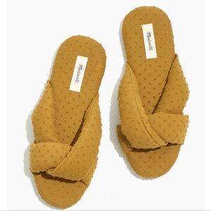 NWT MADEWELL Criss Cross Scuff Slippers in Mustard Clip Dot Sz. 5